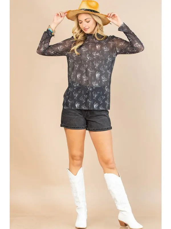 Bucking Horses Mesh Top