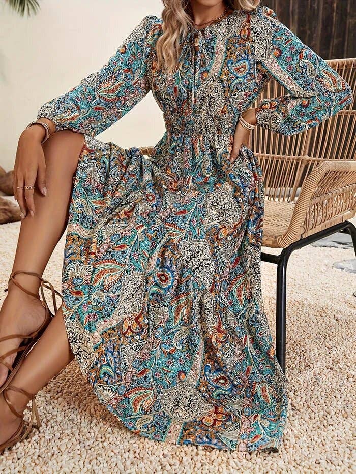 Wind Floral Long Sleeve Dress
