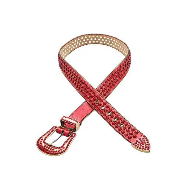 Crystal Statement Western Belt Red