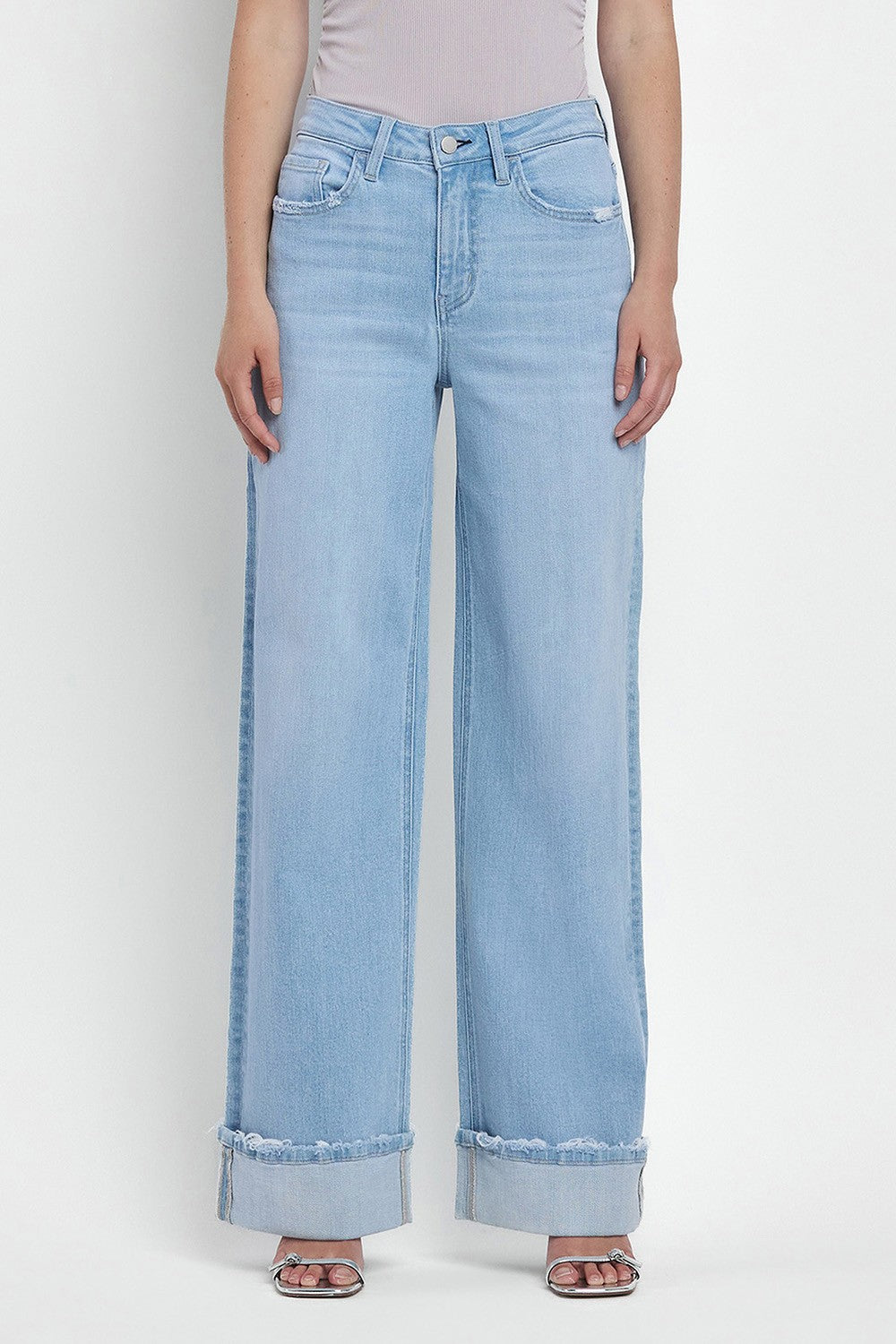 Super High Rise Cuffed Baggy Wide Jeans