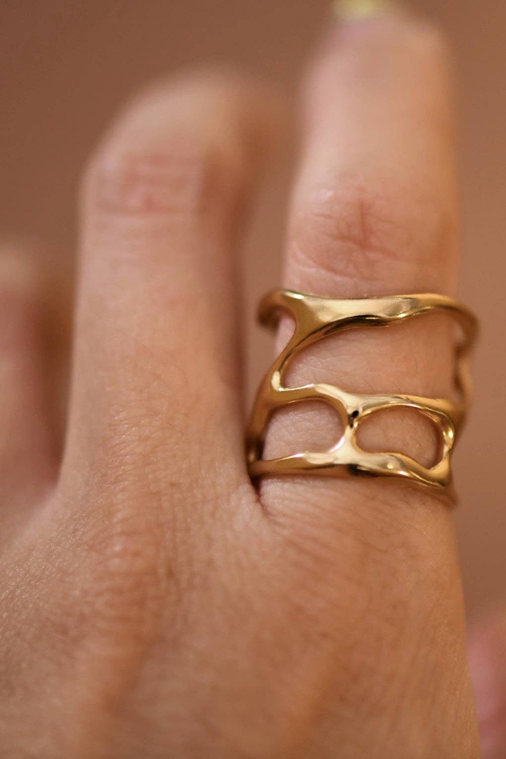 18K Gold Plated Waterproof Stainless Steel Ring - 7873: S0OX3T7873