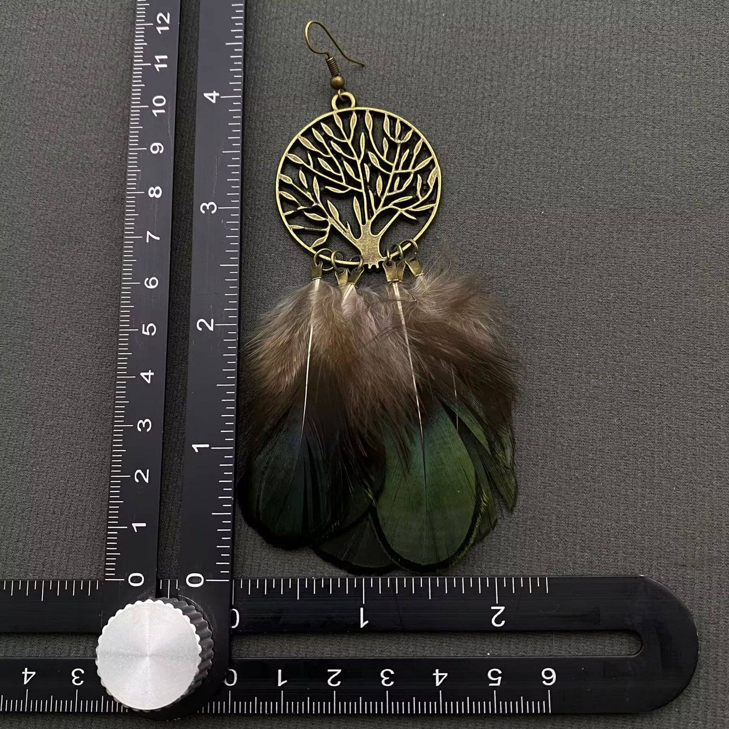 Tree of Life Feather Dangle Earrings