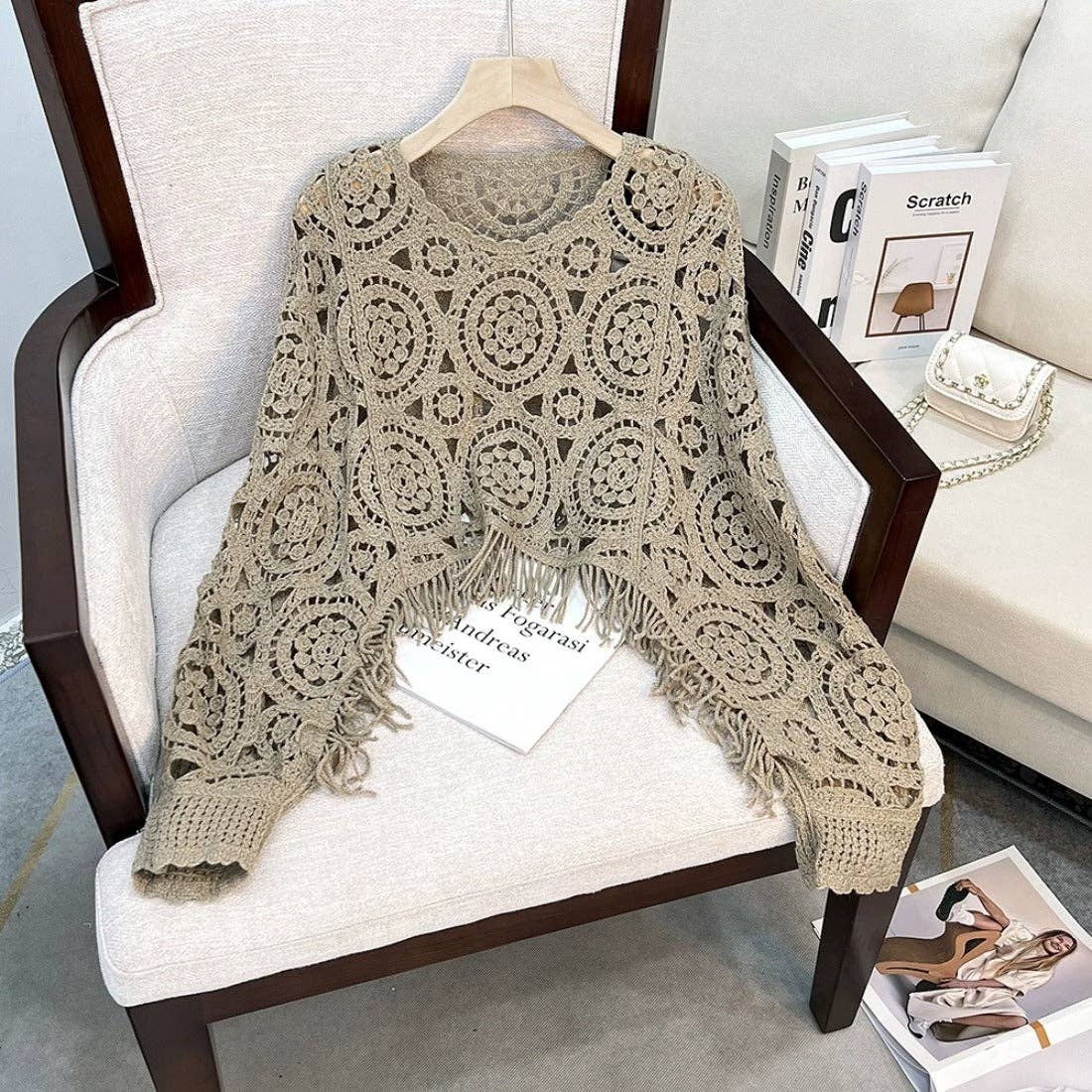 Vintage Hollow Knit Khaki / One Size