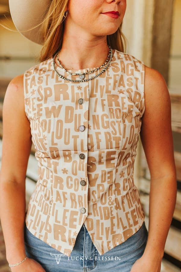 Beige Western Rodeo Vest