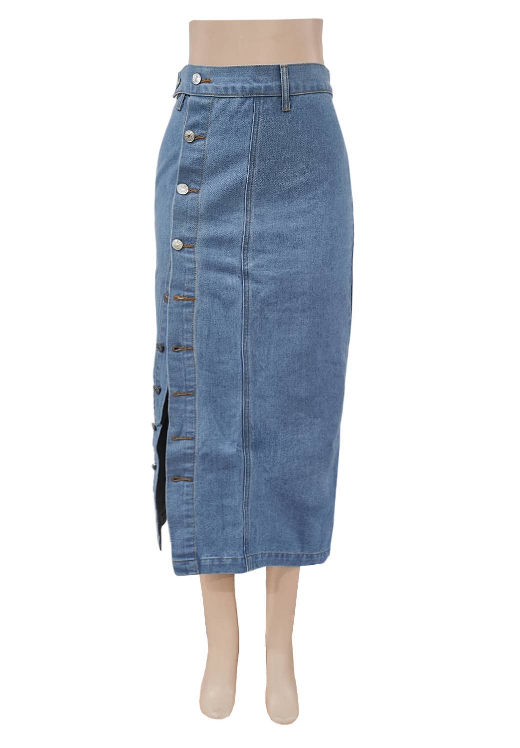 Denim High-Waisted Maxi Skirt