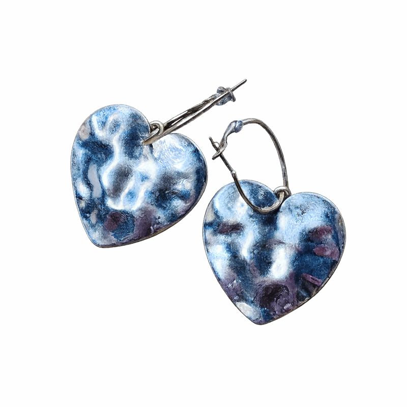 Heart Hoop Earrings Silver