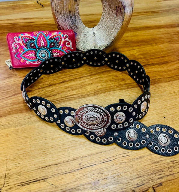 Western Belt Silver Blk