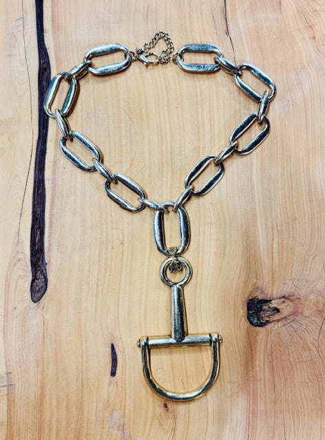 Bold Snaffle Bit Necklace Gold