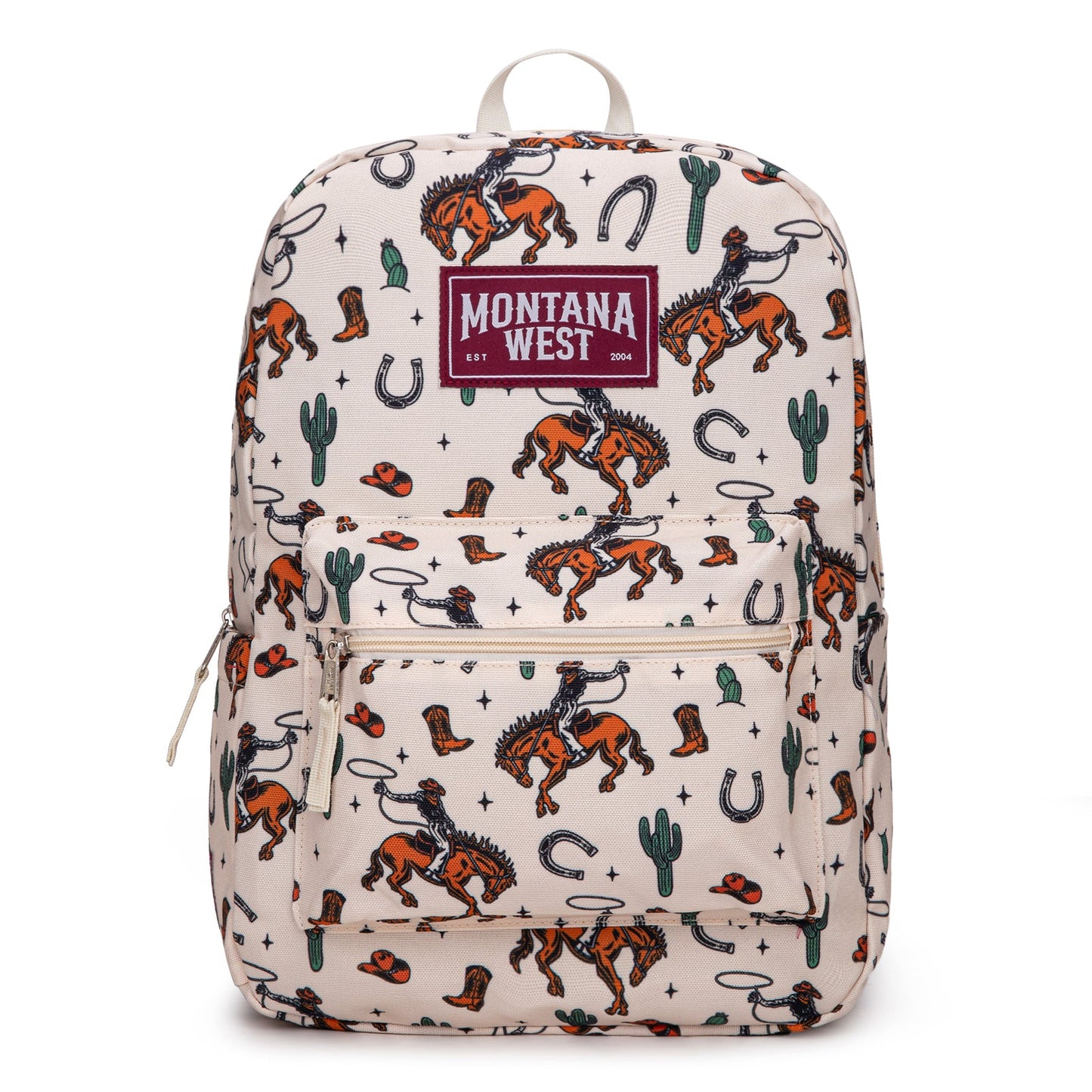 Montana West Horseshoe Cowboy & Cactus Print Backpack Tan