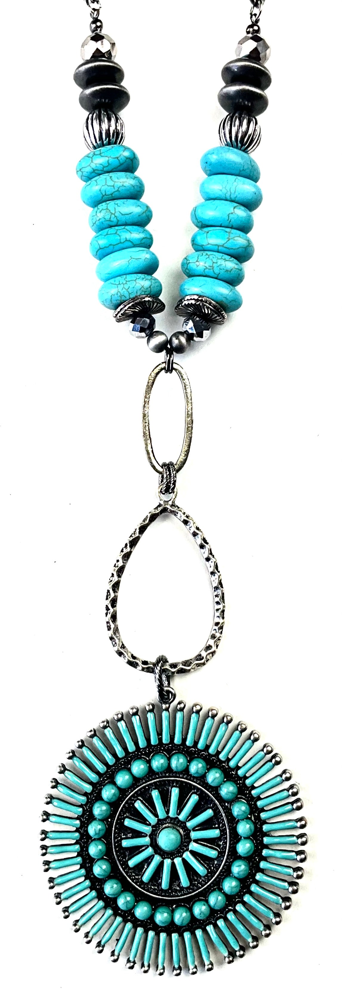 Turquiose Sunburst Pendant Necklace