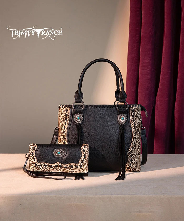 Trinity Ranch Floral Tooled Concho Tote