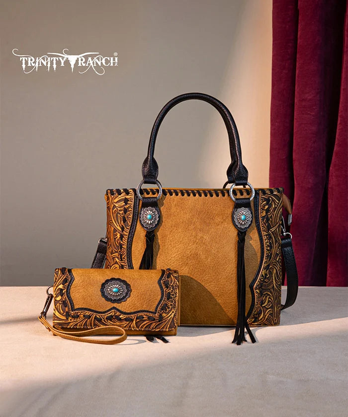 Trinity Ranch Floral Tooled Concho Wallet