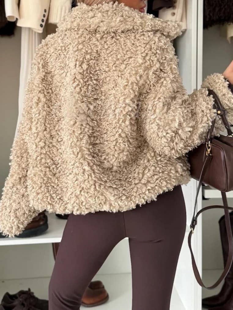 Khaki Retro Fleece Coat
