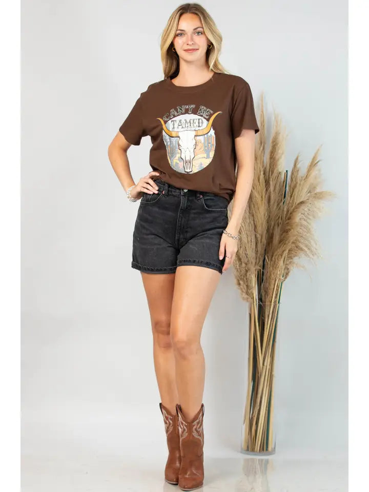 Tamed Longhorn Graphic Cotton T-Shirt