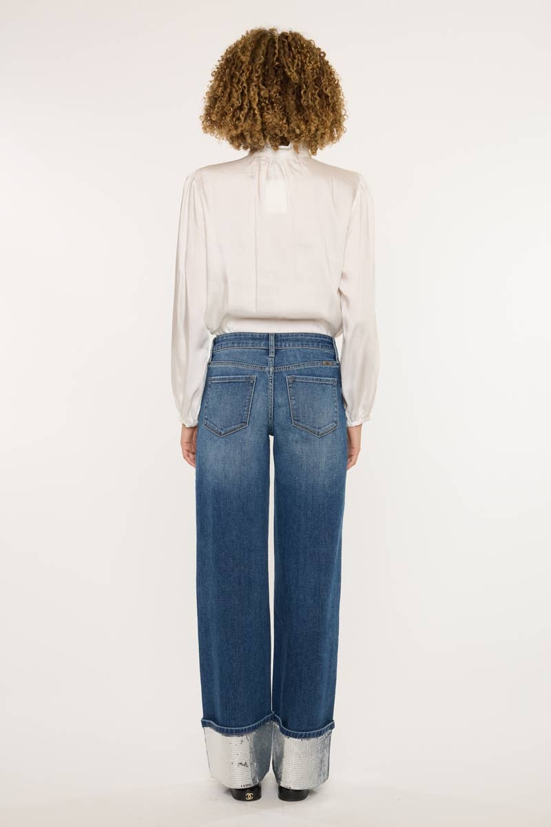 KC MidRise Wide Leg Bling Cuff
