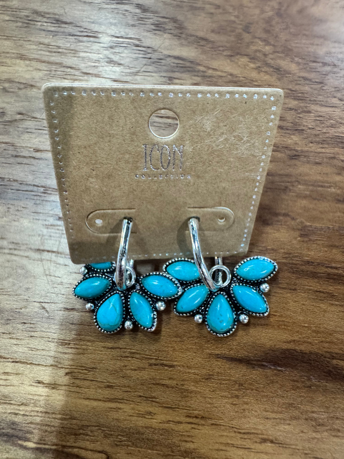 Half Flower Turquoise Earrings