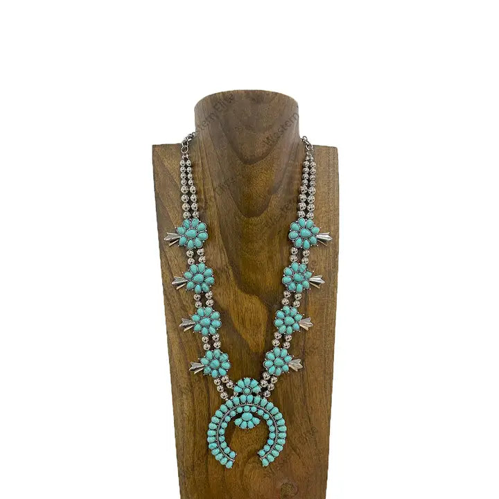Silver Metal & Blue Turquoise Stone necklace