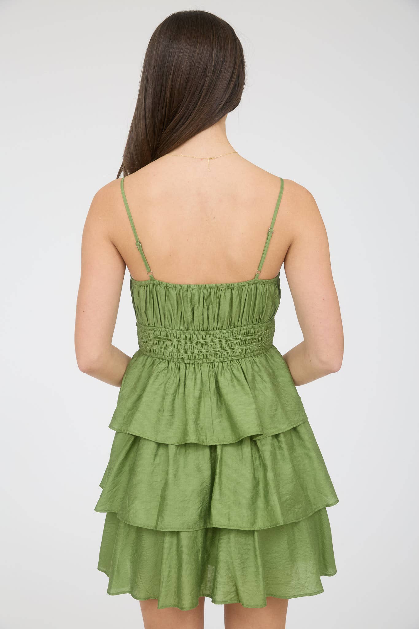Ruffle Mini Dress: Olive Grn