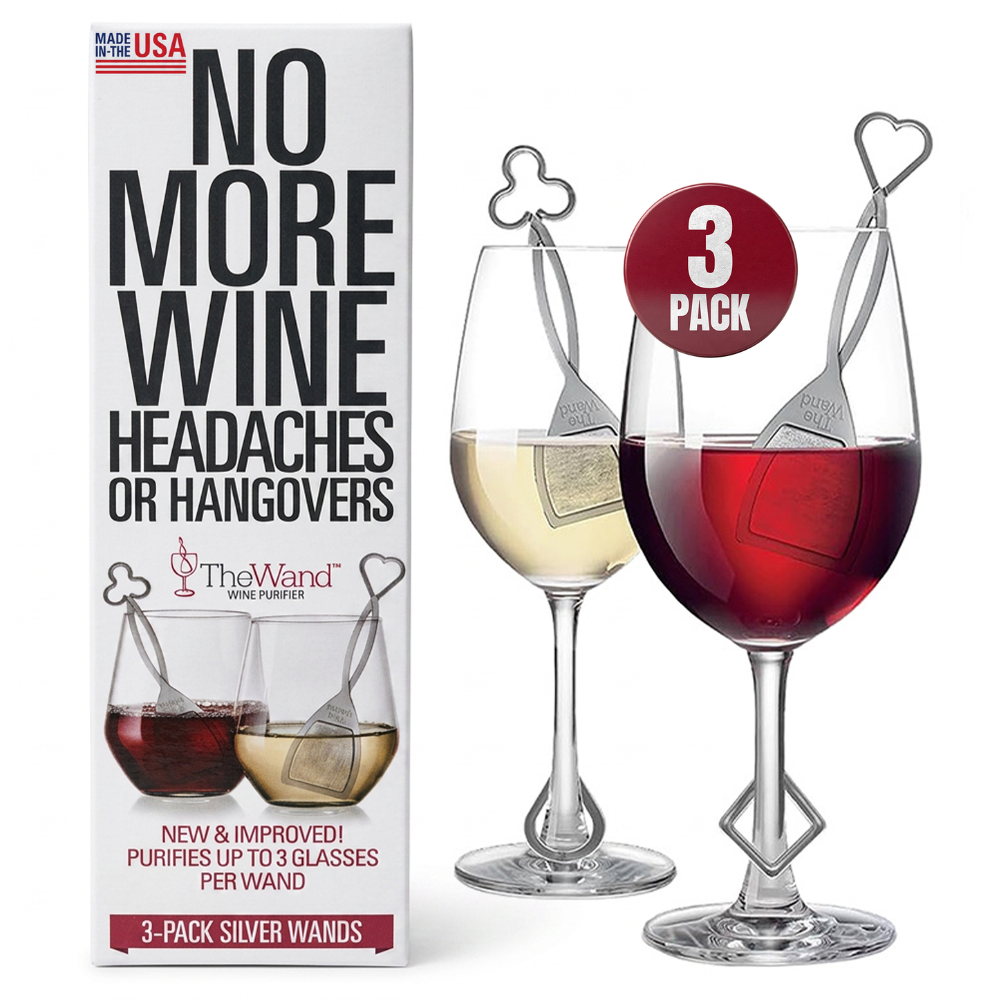 Wine Wand 3-Pack, Silver