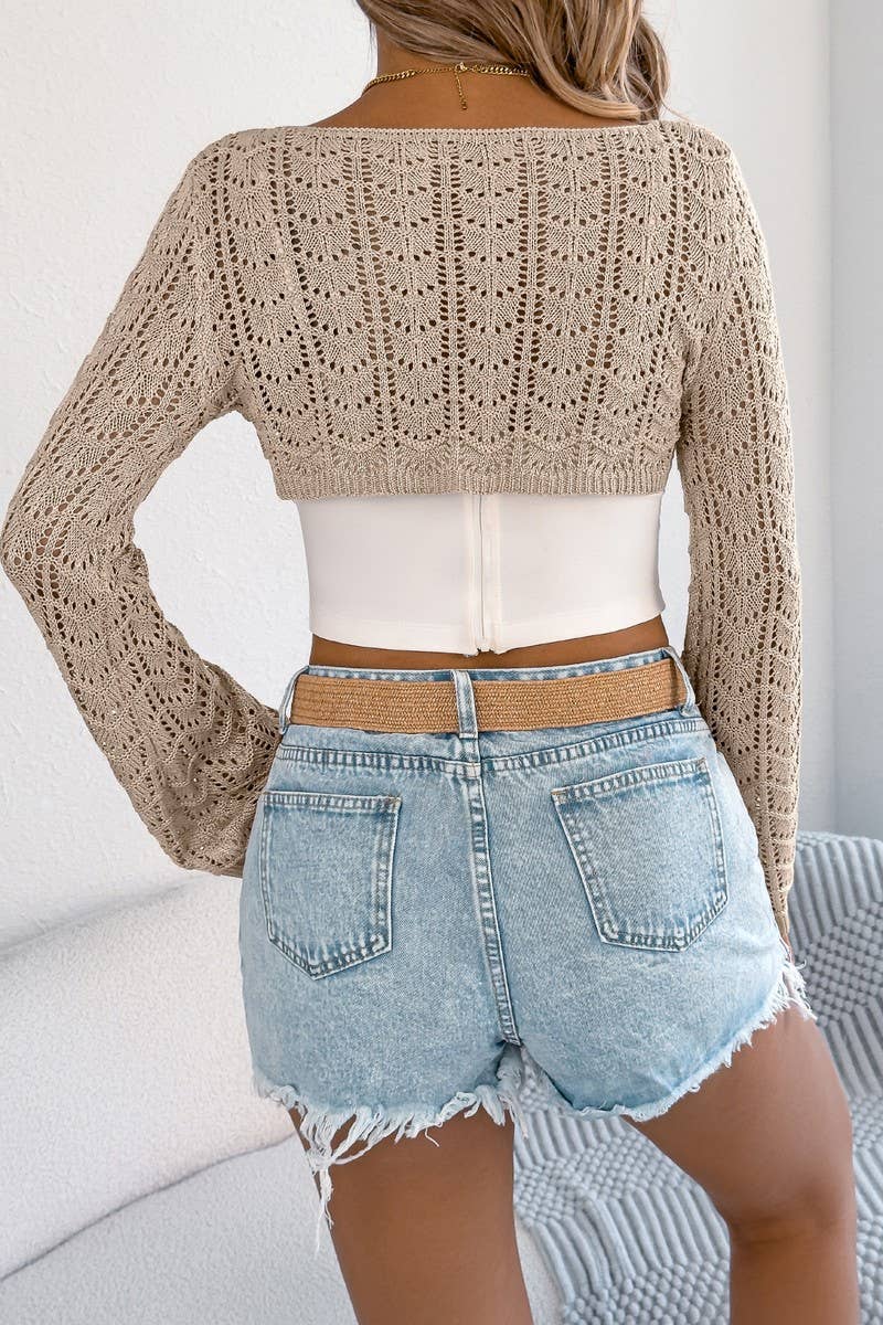 Knit Shrug Top Khaki