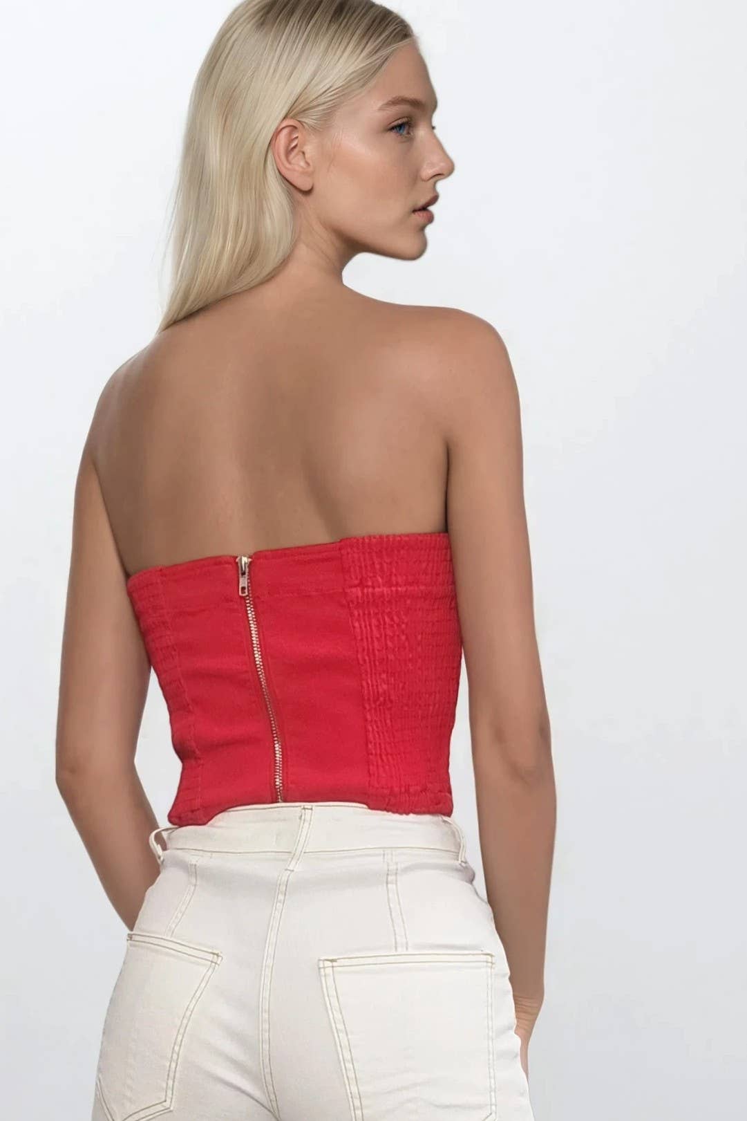 Denim Tube Top Red