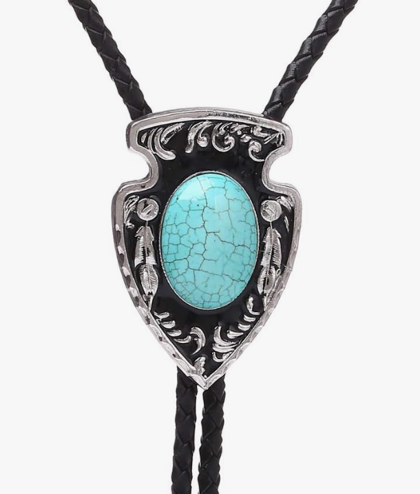 Cowboy Arrow Head Turquoise Bolo Tie