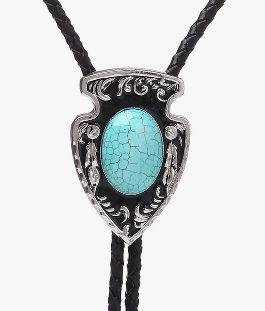 Cowboy Arrow Head Turquoise Bolo Tie