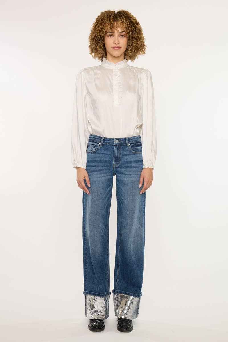 KC MidRise Wide Leg Bling Cuff