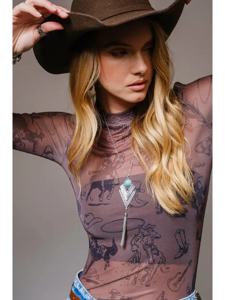 Dark Brown Mesh Top