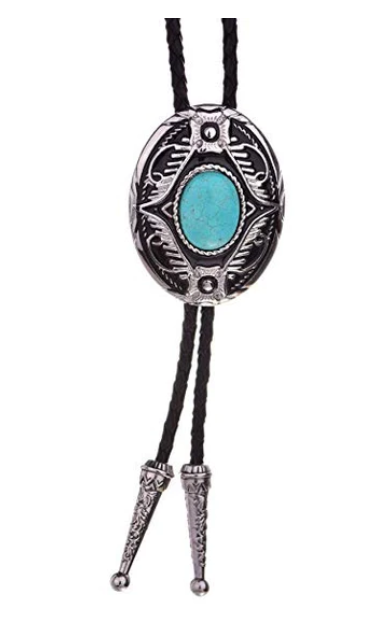 Turquoise Western Cowboy Bolo Tie Necklace: Turquoise