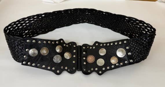 Braded Coined Leather Belt