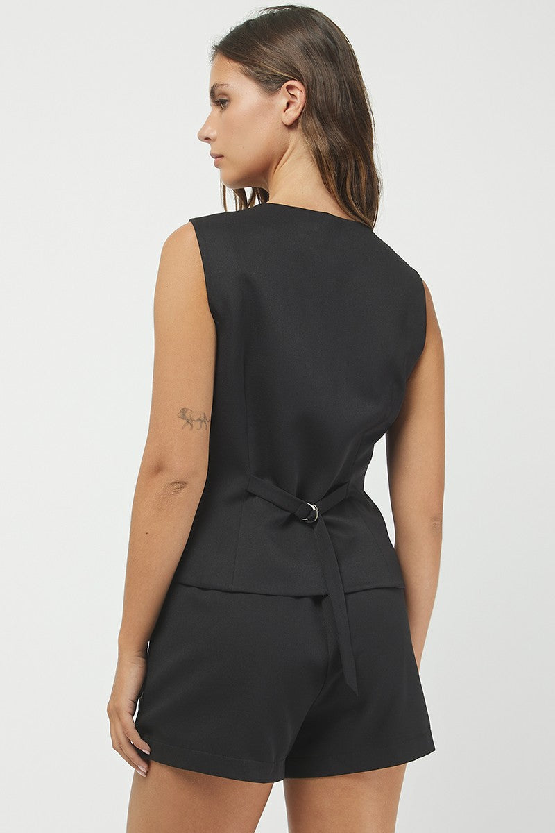 Button down Vest- BLK