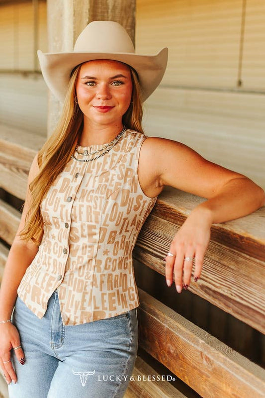 Beige Western Rodeo Vest