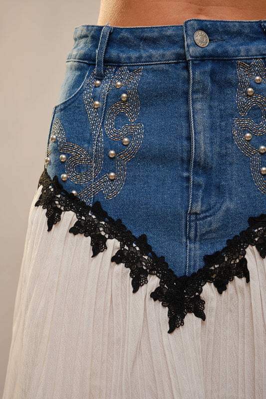 Western Stitch Denim Skirt Blue