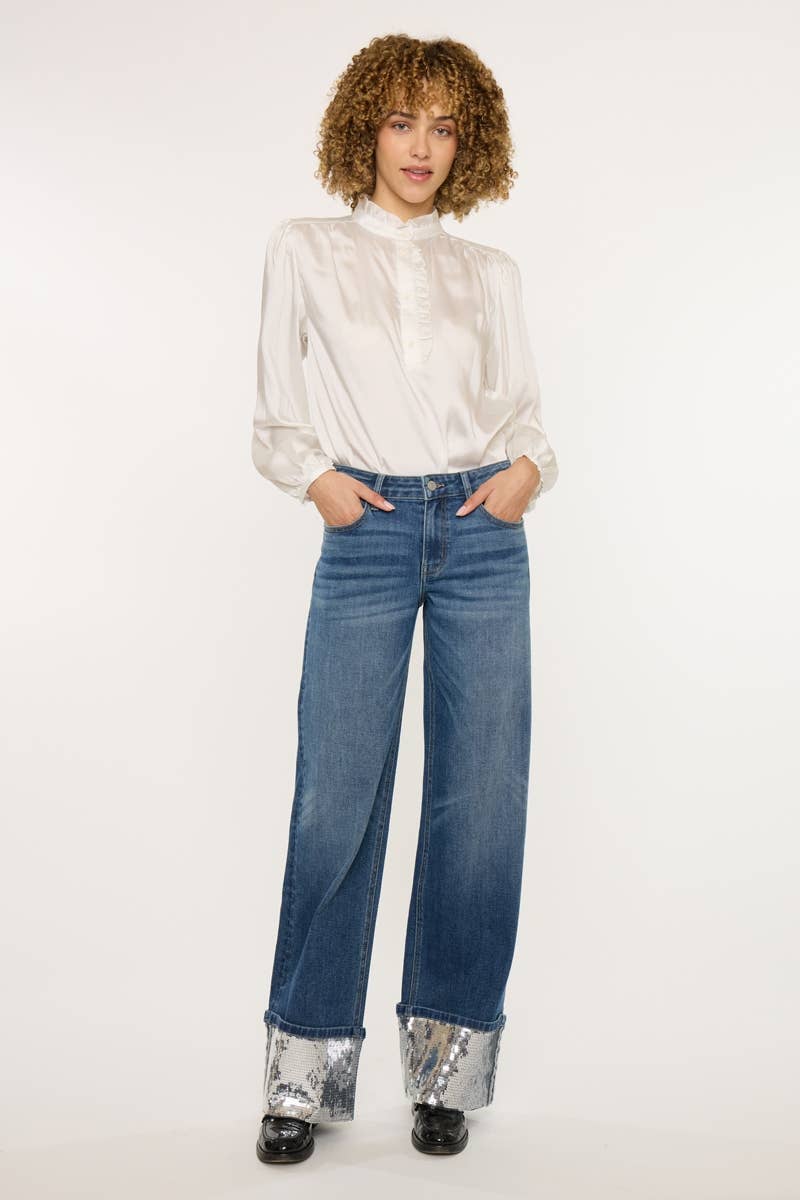 KC MidRise Wide Leg Bling Cuff