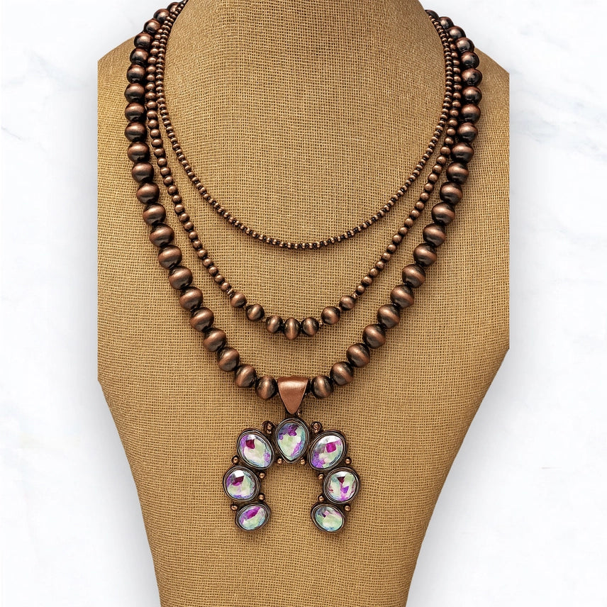 Triple Layer Western Beaded Squash Blossom Bronze