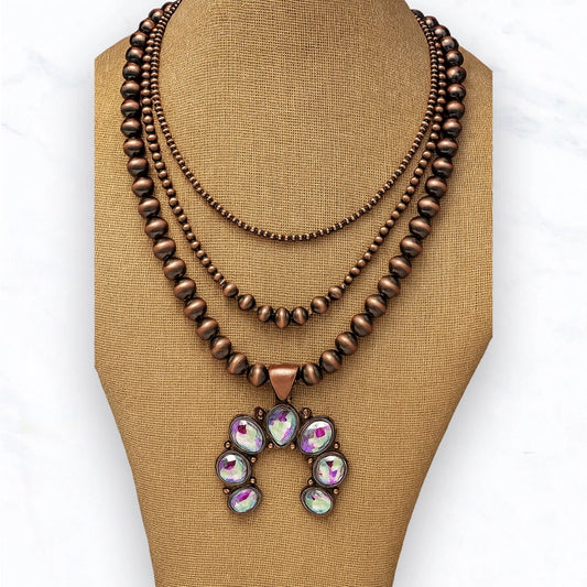Triple Layer Western Beaded Squash Blossom Bronze