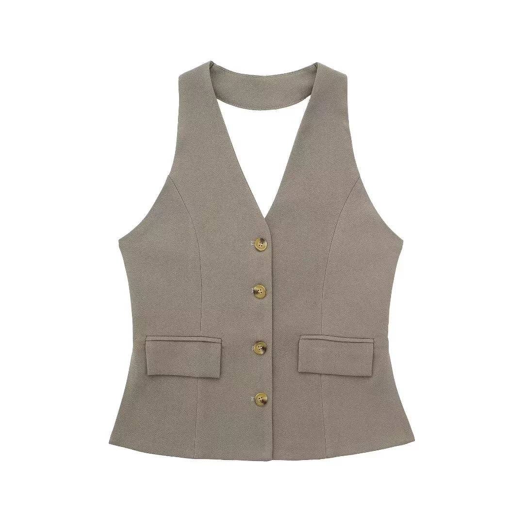 Halterneck Vest Khaki