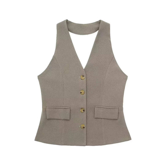 Halterneck Vest Khaki