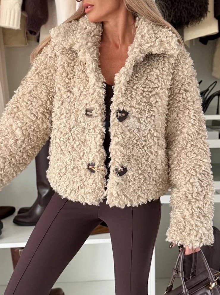 Khaki Retro Fleece Coat