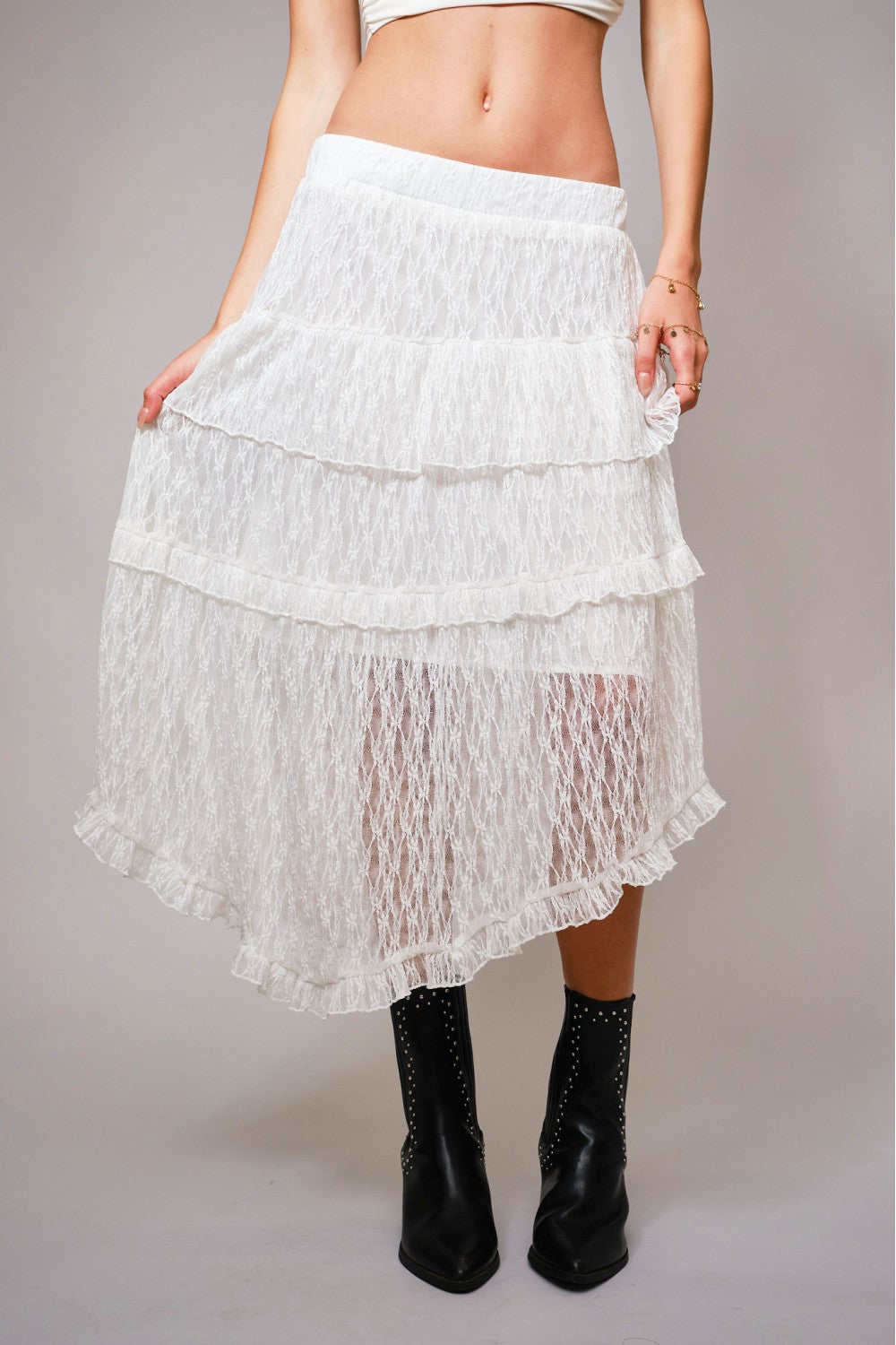Sheer Lace Lined Skirt