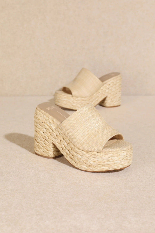 Miim ASHLYN Women Raffia Braided Chunky Platform Sandal