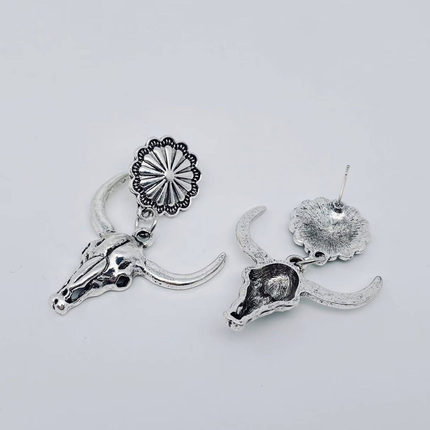 Western Style Metal Bull Earrings