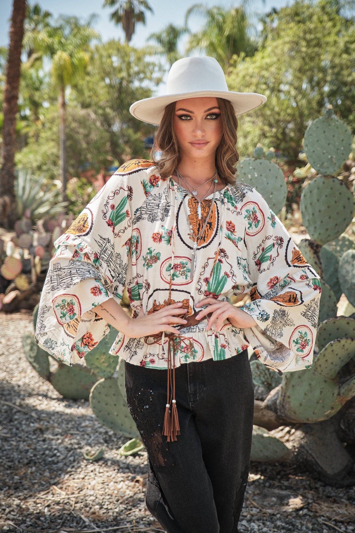 Boho Western Foral Top
