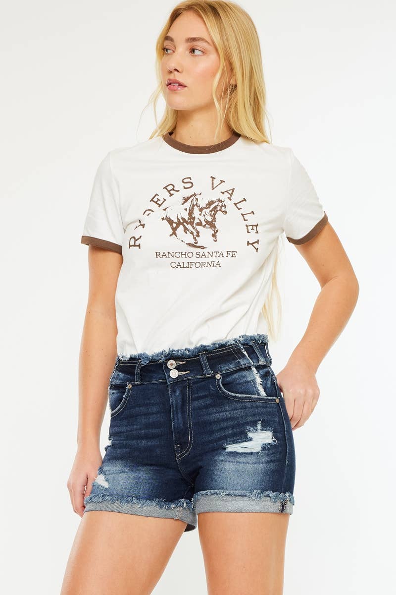 KC HIGH RISE DENIM SHORTS-KC2552D