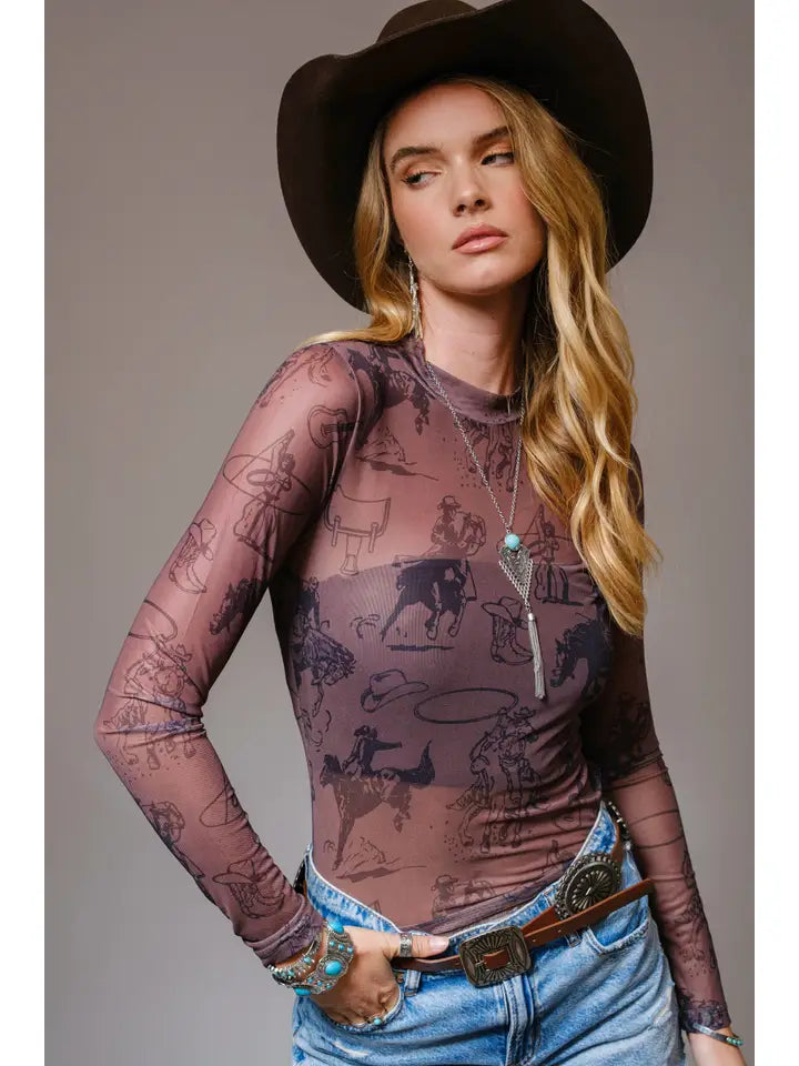 Dark Brown Mesh Top