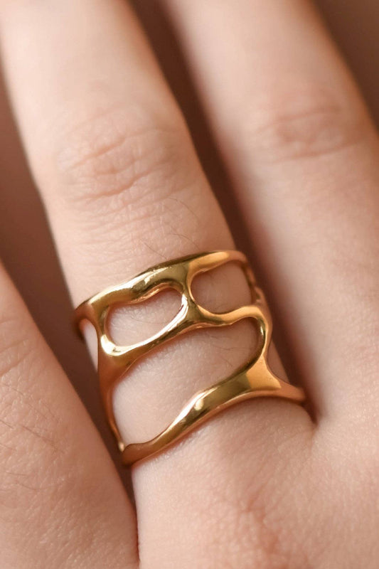 18K Gold Plated Waterproof Stainless Steel Ring - 7873: S0OX3T7873