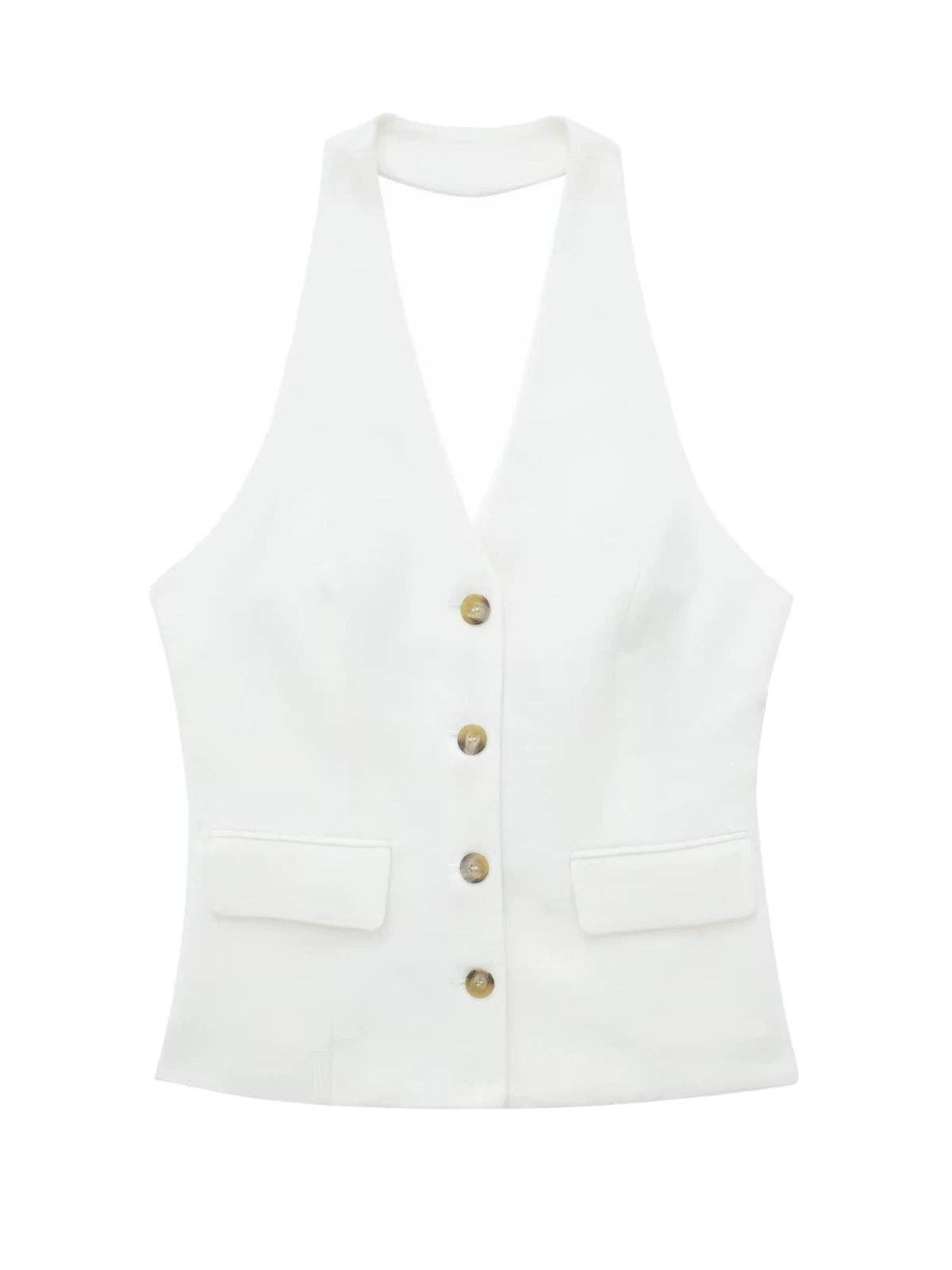 Halterneck Vest White