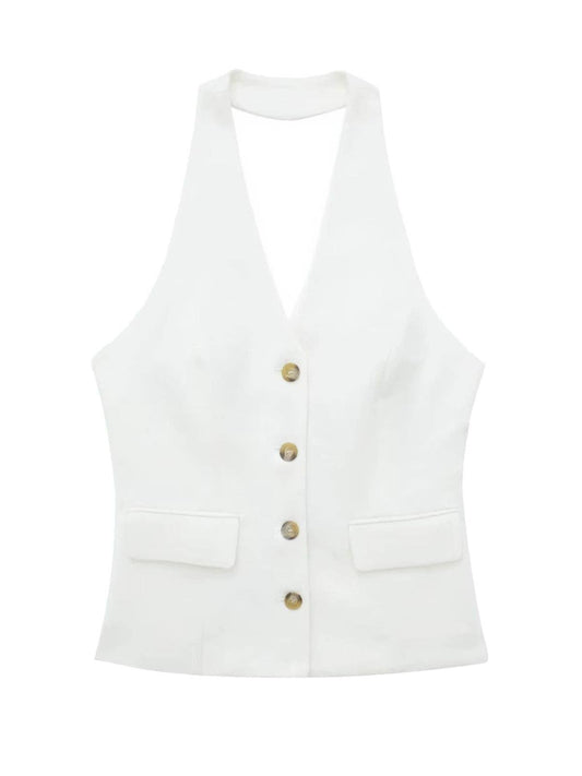 Halterneck Vest White