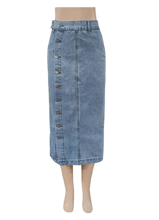 Denim High-Waisted Maxi Skirt